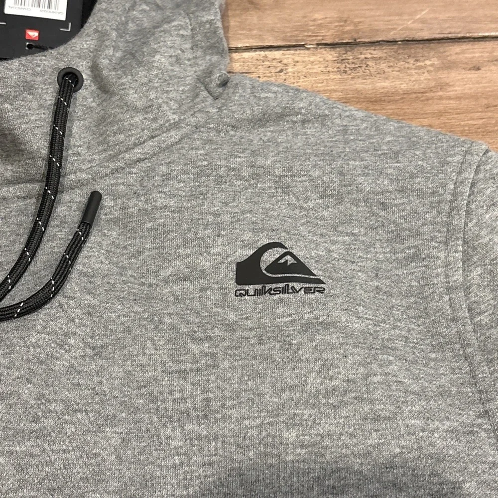Quiksilver DryFlight Bonded‎ Fleece Hoodie Men's Small Heather Gray Pockets New